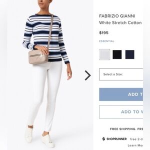 Fabrizio Gianni White Denim Stretch Jeans NWOT sz 4 Designer Luxury Cotton Pants